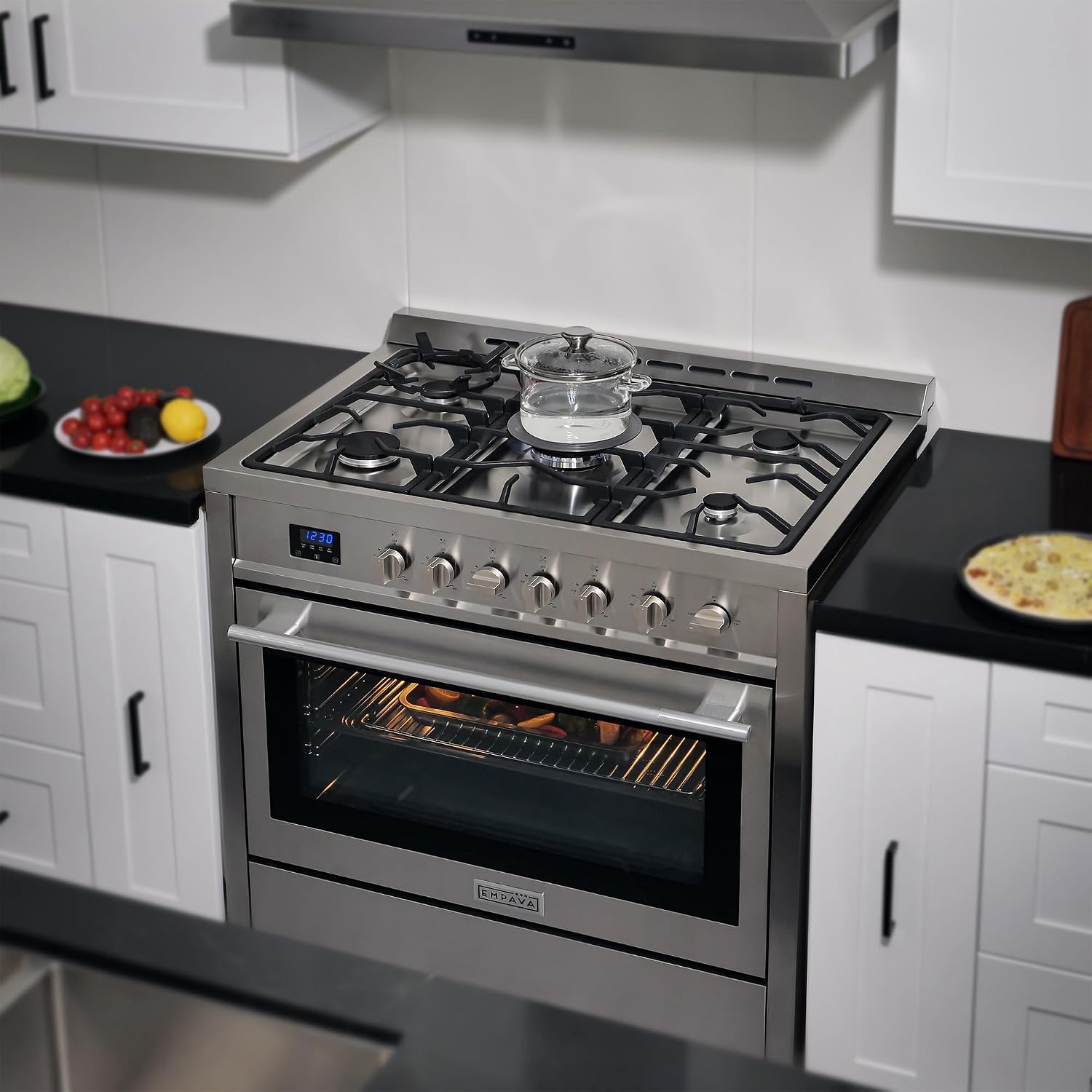 Empava 36″ Professional Gas Range with 18K BTU Triple-Ring Power Burner, Convection Oven, 